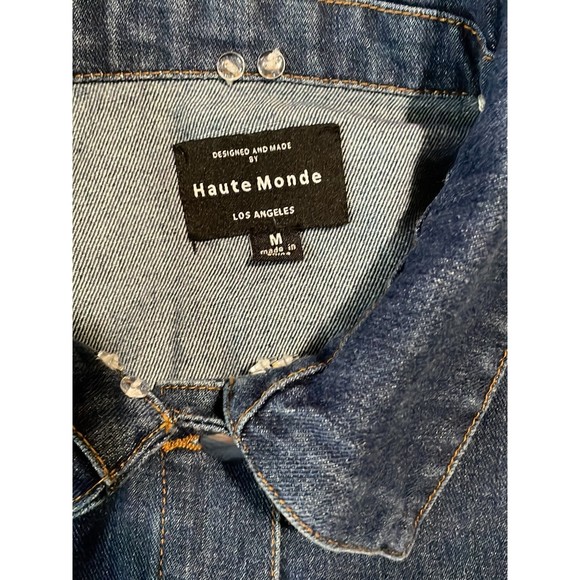 Vintage Haute Monde rhinestone chain trim Denim Jean Jacket M - Picture 8 of 10